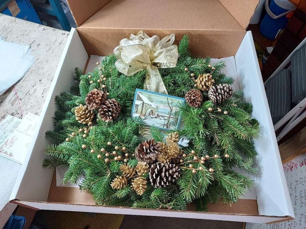 Gift-Boxed Evergreen Wreaths, Fresh Fir, Hand-crafted at Brush