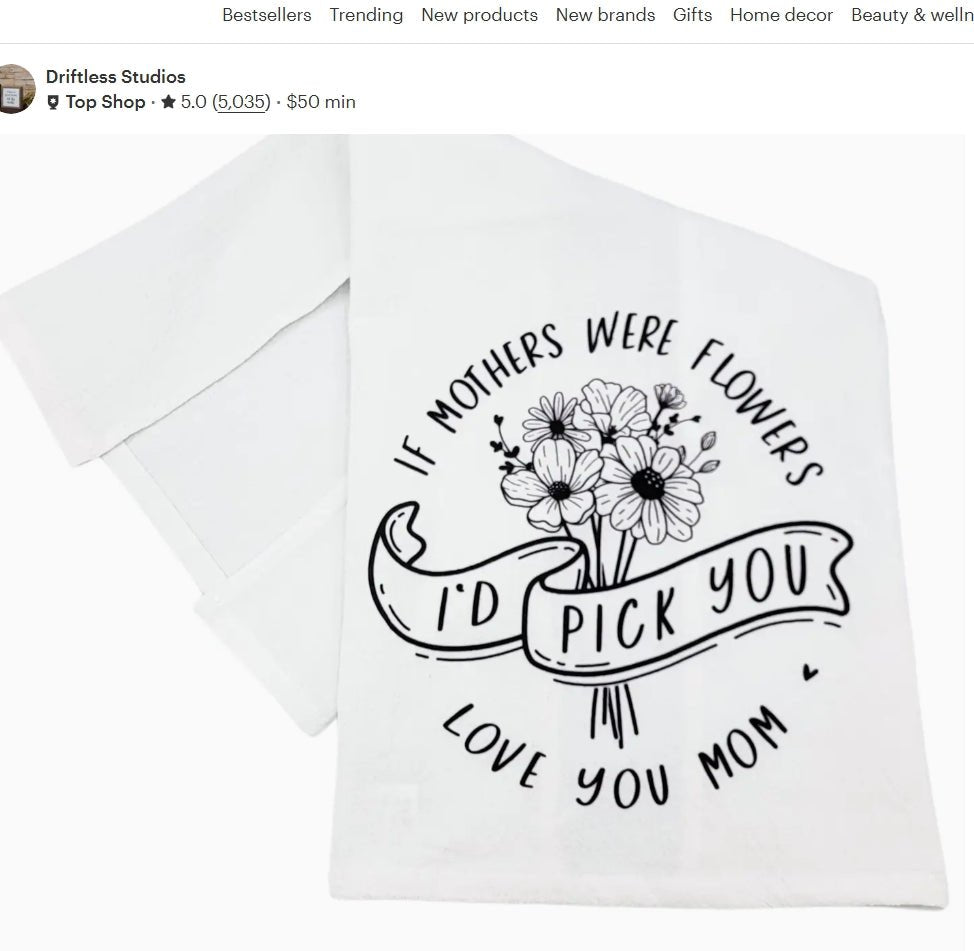 “If Mothers Were Flowers” Tea Towel – A Heartfelt Mother’s Day Gift 