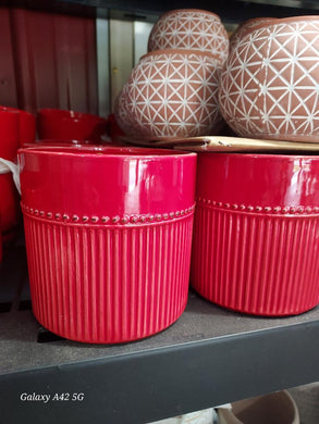 Red Cylinder ceramic plant container