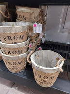 Rustic Charm Wooden Planter Bucket 4" - Brush Creek Gift and Garden Nook