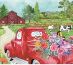 Red Farm Truck garden flag 12 in x 18 in 