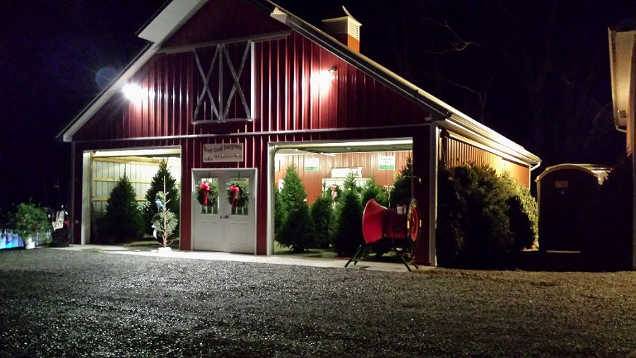 Sales building at Christmas