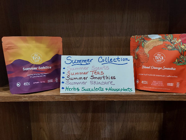 Tea spot herbal teas with sign