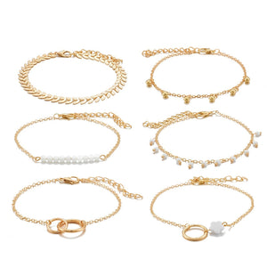 Tocona Bohemian Gold Tassel Bracelets for Women Boho Jewelry Geometric Leaves Beads Layered Hand Chain Charm Bracelet Set 9143 Brush Creek Gift and Garden Nook