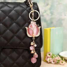 Water Drill Tulip Keychain: car key deduction female metal custom package pendant key chain circle foreign trade gifts wholesale Brush Creek Gift and Garden Nook