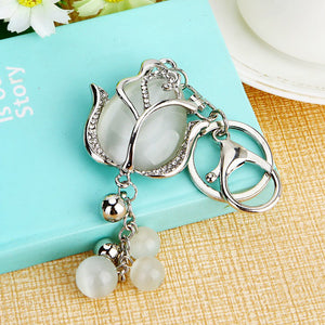 Water Drill Tulip Keychain: car key deduction female metal custom package pendant key chain circle foreign trade gifts wholesale Brush Creek Gift and Garden Nook