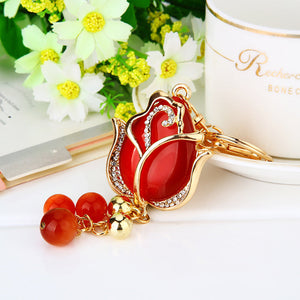 Water Drill Tulip Keychain: car key deduction female metal custom package pendant key chain circle foreign trade gifts wholesale Brush Creek Gift and Garden Nook