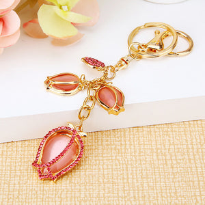 Water Drill Tulip Keychain: car key deduction female metal custom package pendant key chain circle foreign trade gifts wholesale Brush Creek Gift and Garden Nook