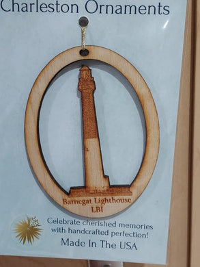 Wooden Ornament: Barnegat Lighthouse, New Jersey Brush Creek Gift and Garden Nook
