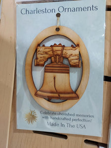 Wooden Ornament: Liberty Bell Brush Creek Gift and Garden Nook