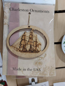 Wooden Ornament: Tall Sailing Ship Brush Creek Gift and Garden Nook
