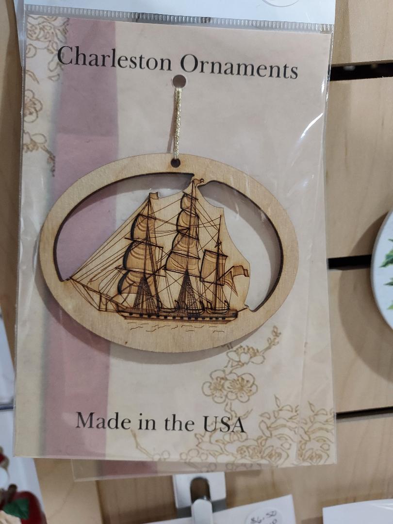 Wooden Ornament: Tall Sailing Ship Brush Creek Gift and Garden Nook