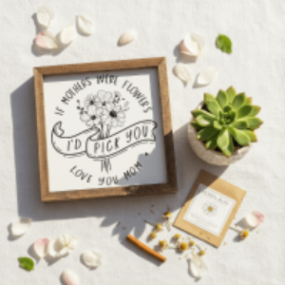 Gift set with live plant and coordinating home décor items-ready to gift set. 