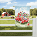 Red Farm Truck garden flag 12 in x 18 in - Brush Creek Gift and Garden Nook
