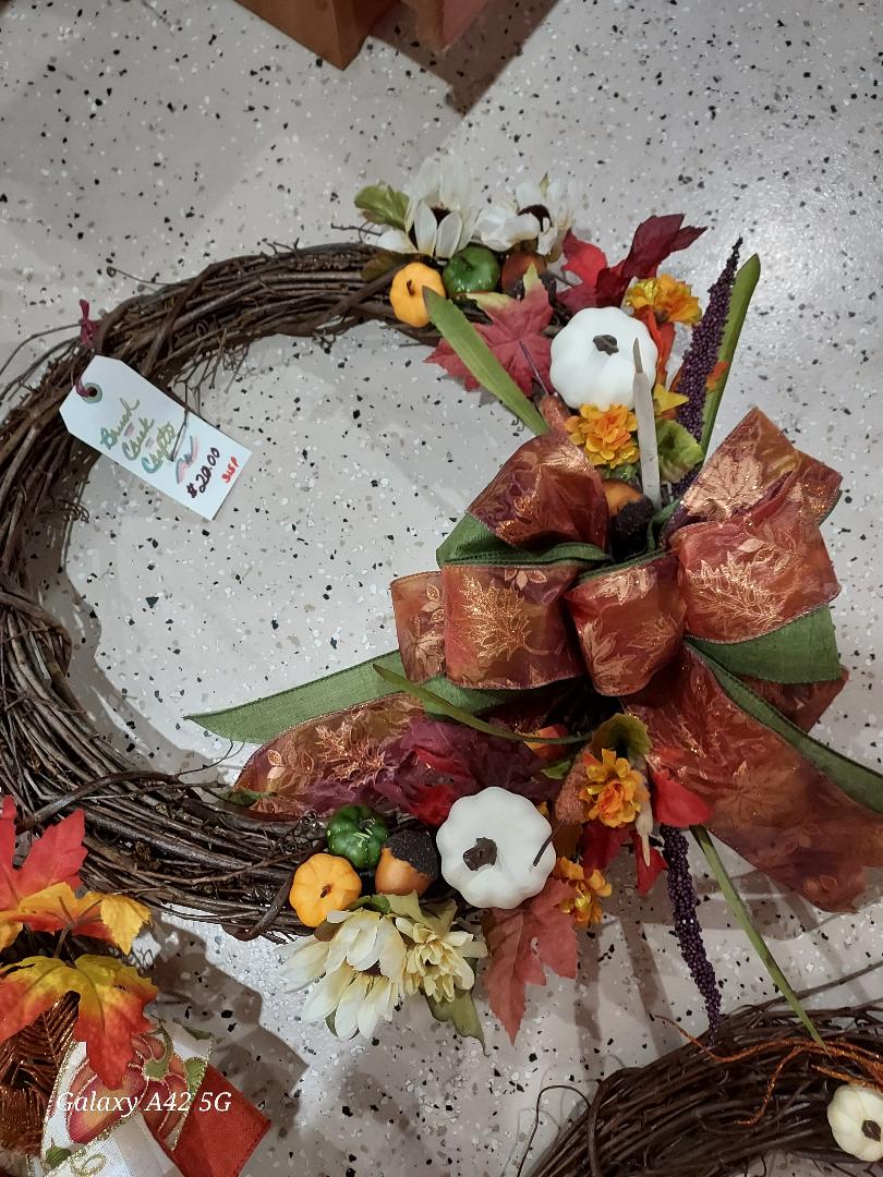 Handcrafted Seasonal Wreaths – Decorated Grapevine or Corn Stalk Plume Styles - Brush Creek Gift and Garden Nook