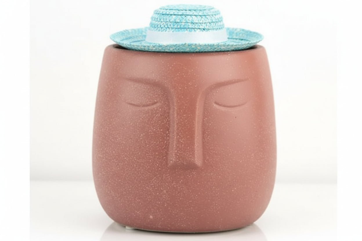 Sleeping Face Ceramic Succulent Planter Pot - Cute Decorative Plant Container for Small Succulents & Cacti - Brush Creek Evergreens