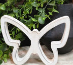 Wooden Hollow Butterfly Shelf Sitter – 5.5" Whitewashed Spring Décor Accent - Brush Creek Gift and Garden Nook