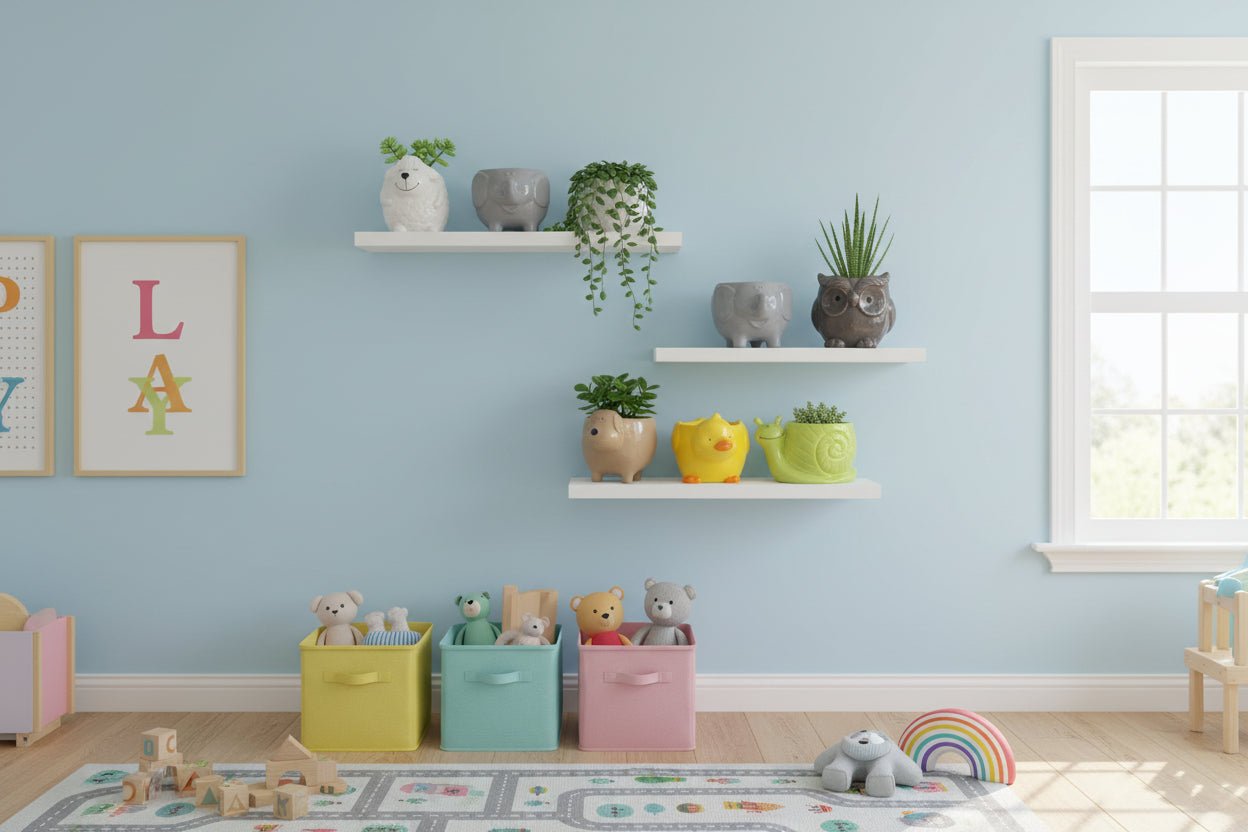 Cute Animal Succulent Planters Set - 24pc Dolomite Ceramic Mini Pots Collection (Lamb, Elephant, Owl, Dog, Duck, Snail) - Brush Creek Evergreens