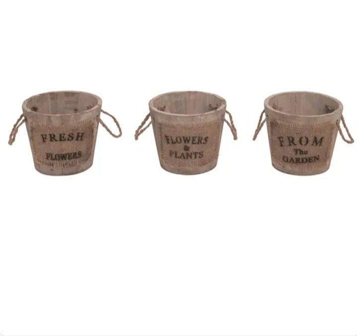 Rustic Charm Wooden Planter Bucket 4" - Brush Creek Gift and Garden Nook