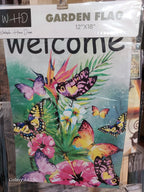 Butterfly Welcome garden flag 12 in x 18 in