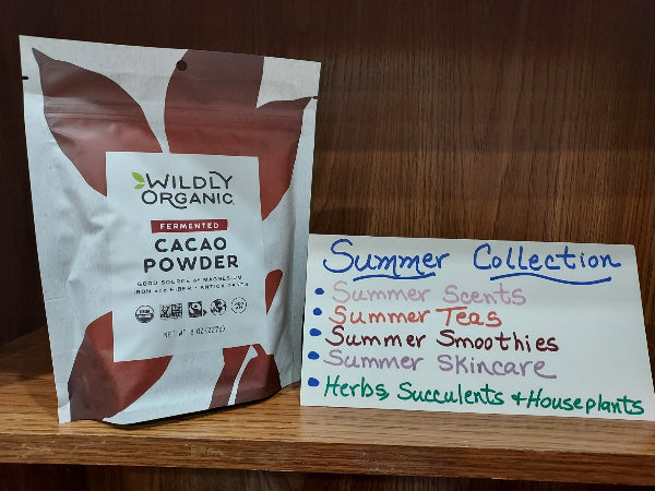 Wildly Organic fermented powdered cacao and sign